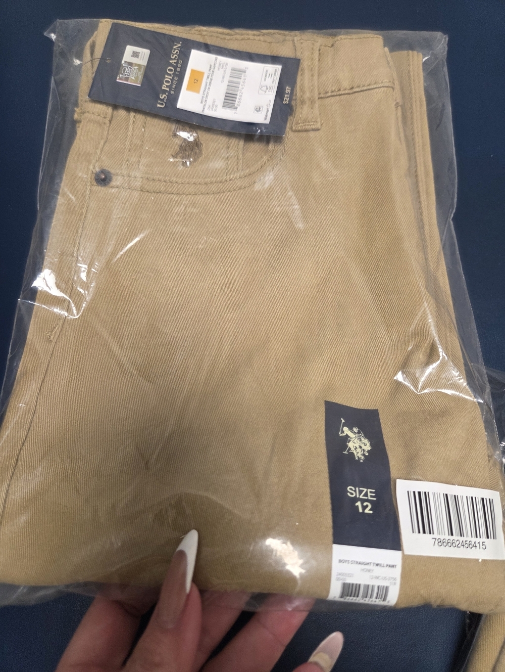 U.S. Polo Assn. Tan Twill Straight Pants, BMWT, Size 12
